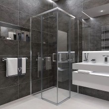 Душевой уголок Veconi Rovigo RV-47 80x80 RV47-80-01-C4 профиль Хром стекло прозрачное