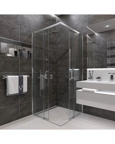 Душевой уголок Veconi Rovigo RV-47 100x100 RV47-100-01-C4 профиль Хром стекло прозрачное