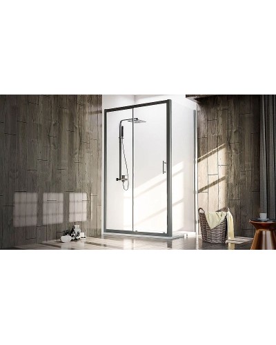 Душевой уголок Veconi Rovigo RV-072B 100x70 RV072B-10070-01-C4 профиль Черный матовый стекло прозрачное