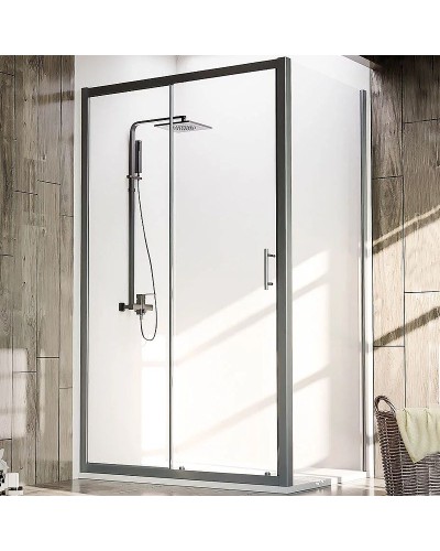 Душевой уголок Veconi Rovigo RV-072B 110x90 RV072B-11090-01-C4 профиль Черный матовый стекло прозрачное