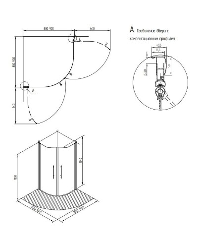 Душевой уголок Migliore Diadema 90x90 22711 профиль Золото стекло прозрачное