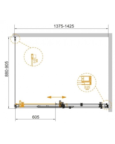 Душевой уголок 140х90 см Cezares STYLUS-SOFT-AH-1-140/90-C-Cr прозрачное