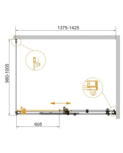 Душевой уголок 140х100 см Cezares STYLUS-SOFT-AH-1-140/100-C-Cr прозрачное