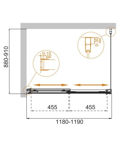 Душевой уголок 120х90 см Cezares TANDEM-SOFT-AH-2-120/90-C-Cr-IV прозрачное