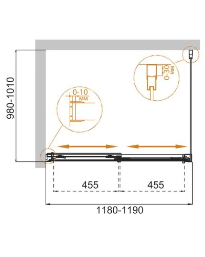 Душевой уголок 120х100 см Cezares TANDEM-SOFT-AH-2-120/100-C-Cr-IV прозрачное