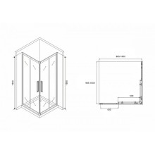 Душевой уголок Abber Schwarzer Diamant 100х100 AG02100BH профиль Черный стекло прозрачное