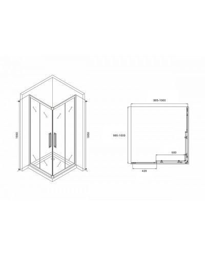 Душевой уголок Abber Schwarzer Diamant 100х100 AG02100BH профиль Черный стекло прозрачное