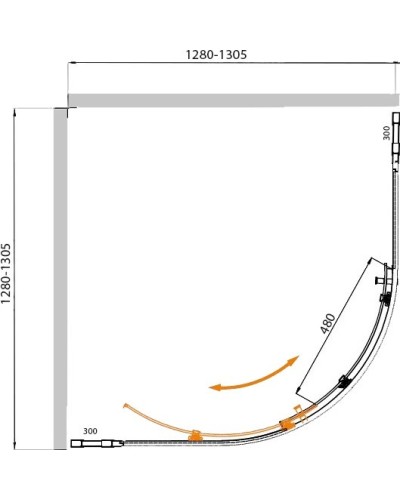 Душевой уголок CEZARES MOLVENO-R-11-100+30-C-Cr-IV