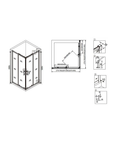 Душевой уголок Veconi Rovigo RV-29 90x90 RV29-90K-01-19C3 профиль Хром стекло прозрачное