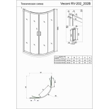 Душевой уголок Veconi Rovigo RV-202B 90х90 RV202B-90-01-C6 профиль Черный матовый стекло прозрачное