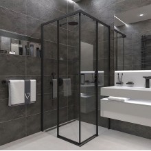 Душевой уголок Veconi Rovigo RV-47B 100x100 RV47B-100-01-C4 профиль Черный матовый стекло прозрачное