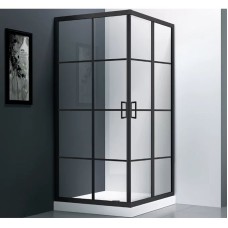 Душевой уголок Veconi Rovigo RV-09 80х80 RV09-80-01-C7 профиль Черный матовый стекло прозрачное