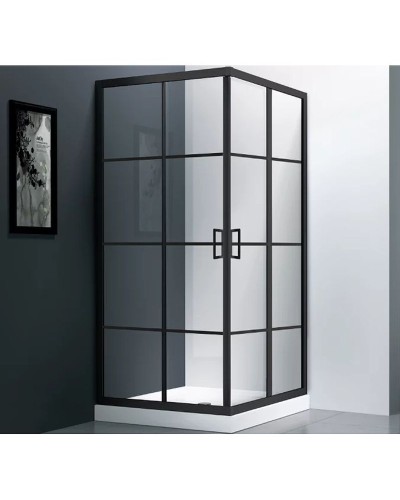 Душевой уголок Veconi Rovigo RV-09 80х80 RV09-80-01-C7 профиль Черный матовый стекло прозрачное