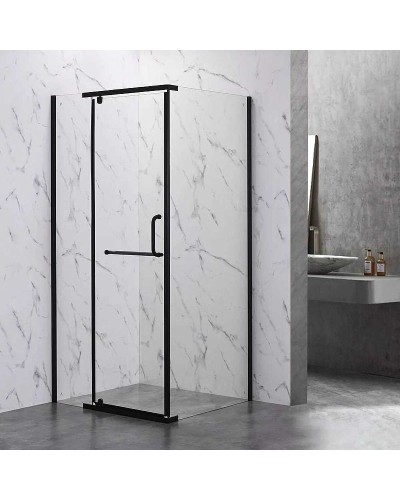 Душевой уголок Veconi Rovigo RV-18B 80х80 RV18B-80-01-C6 профиль Черный матовый стекло прозрачное