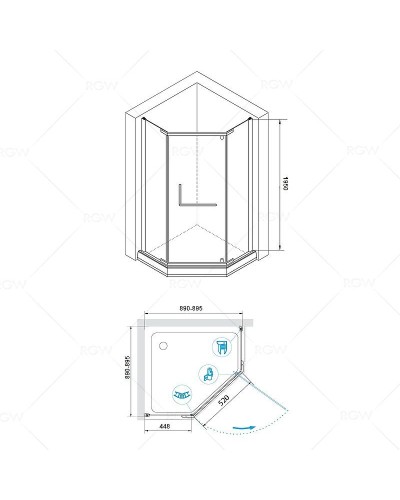 Душевой уголок RGW Hotel HO-081 90х90 350608199-21 профиль Хром стекло матовое-сатинат
