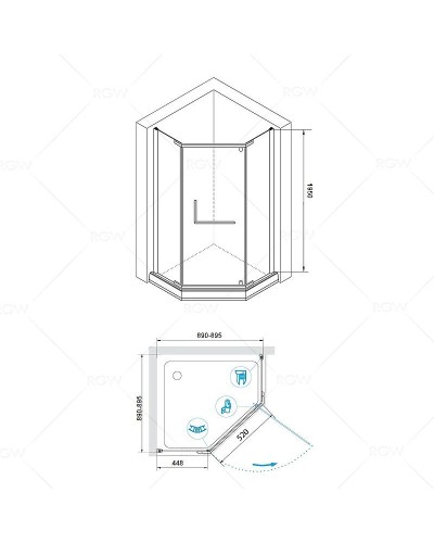 Душевой уголок RGW Hotel HO-081 90х90 350608199-11 профиль Хром стекло прозрачное