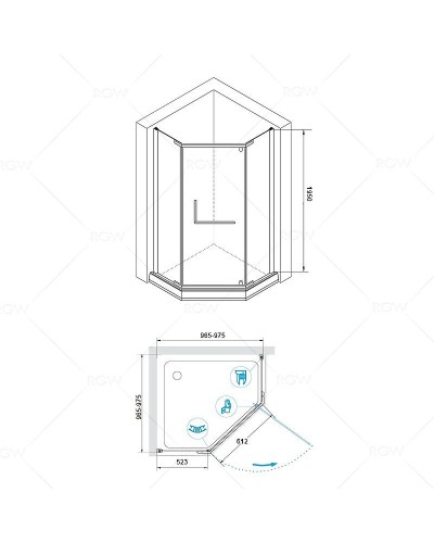 Душевой уголок RGW Passage PA-081 100x100 35088100-11 профиль Хром стекло прозрачное