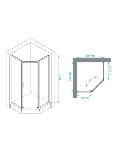 Душевой уголок RGW Passage PA-86 90х90 38088699-11 профиль Хром стекло прозрачное