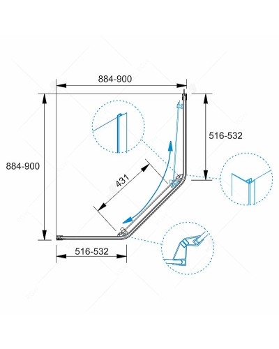 Душевой уголок RGW Passage PA-86 90х90 38088699-11 профиль Хром стекло прозрачное