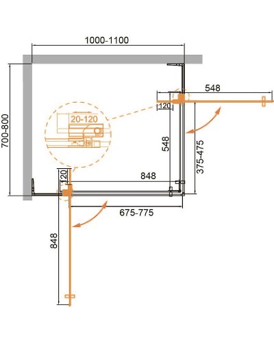 Душевой уголок Cezares Slider 110x80 SLIDER-AH-2-70/80-100/110-BR-NERO профиль Черный матовый стекло бронзовое