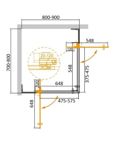 Душевой уголок Cezares Slider 90x80 SLIDER-AH-2-70/80-80/90-C-NERO профиль Черный матовый стекло прозрачное