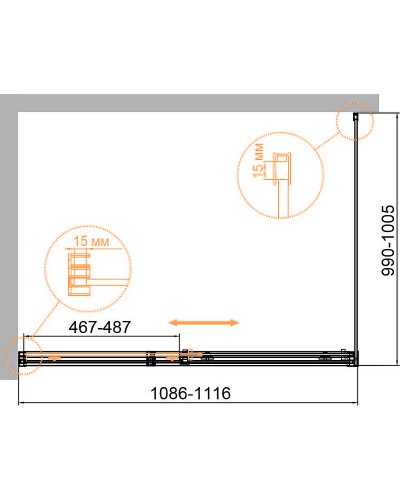 Душевой уголок Cezares Duet Soft-М 110x100 DUET SOFT-M-AH-1-110/100-C-Cr профиль Хром стекло прозрачное