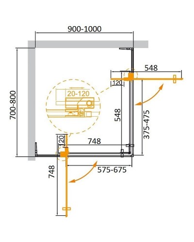 Душевой уголок Cezares Slider 100x80 SLIDER-AH-2-70/80-90/100-C-Cr профиль Хром стекло прозрачное