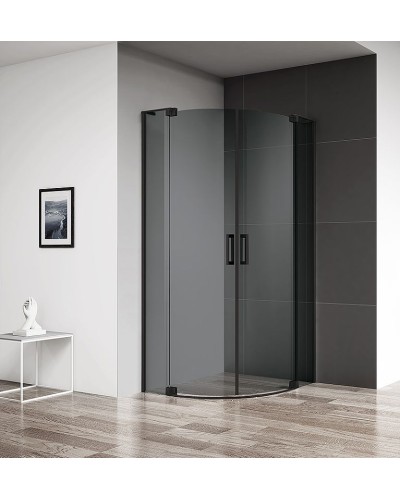 Душевой уголок Cezares Slider 100x100 SLIDER-R-2-90/100-GRIGIO-NERO профиль Черный матовый стекло серое