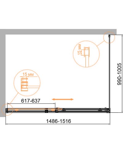 Душевой уголок Cezares Duet Soft-М 150x100 DUET SOFT-M-AH-1-150/100-C-Cr профиль Хром стекло прозрачное