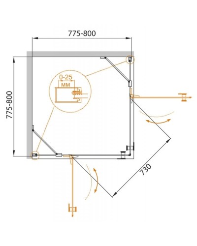 Душевой уголок 80х80 см Cezares CRYSTAL-S-A-2-80-C-Cr прозрачное