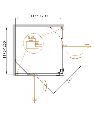 Душевой уголок 120х120 см Cezares CRYSTAL-S-A-2-120-C-Cr прозрачное