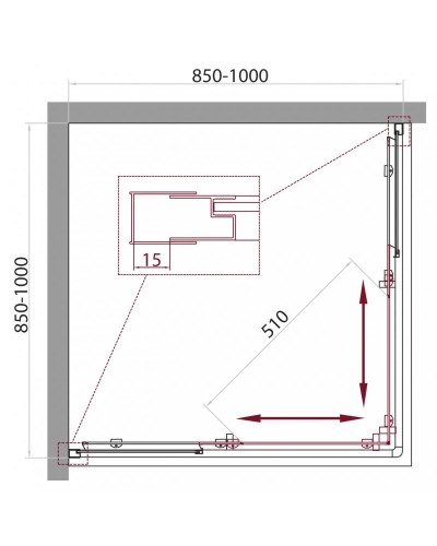 Душевой уголок 85-100х85-100 см BelBagno UNIQUE-A-2-85/100-P-Cr текстурное стекло