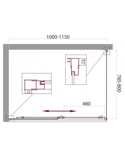 Душевой уголок 100-115x80 см BelBagno UNIQUE-AH-1-100/115-80-P-Cr текстурное стекло