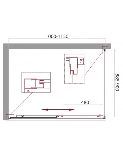 Душевой уголок 100-115x90 см BelBagno UNIQUE-AH-1-100/115-90-P-Cr текстурное стекло