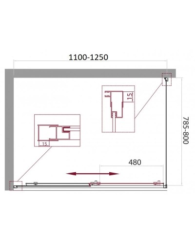 Душевой уголок 110-125x80 см BelBagno UNIQUE-AH-1-110/125-80-P-Cr текстурное стекло