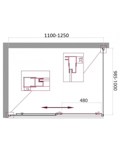Душевой уголок 110-125x100 см BelBagno UNIQUE-AH-1-110/125-100-P-Cr текстурное стекло