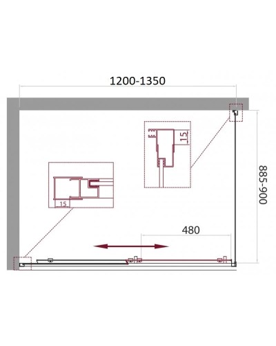 Душевой уголок 120-135x90 см BelBagno UNIQUE-AH-1-120/135-90-P-Cr текстурное стекло