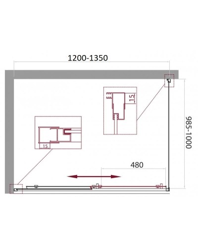 Душевой уголок 120-135x100 см BelBagno UNIQUE-AH-1-120/135-100-P-Cr текстурное стекло