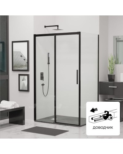 Душевой уголок RGW Leipzig LE-41B 200х80 34124280-014 профиль Черный стекло прозрачное