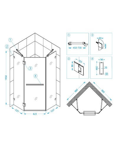 Душевой уголок RGW Hotel HO-082 100х100 350608200-11 профиль Хром стекло прозрачное