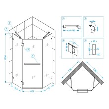 Душевой уголок RGW Hotel HO-082 120х120 350608222-11 профиль Хром стекло прозрачное