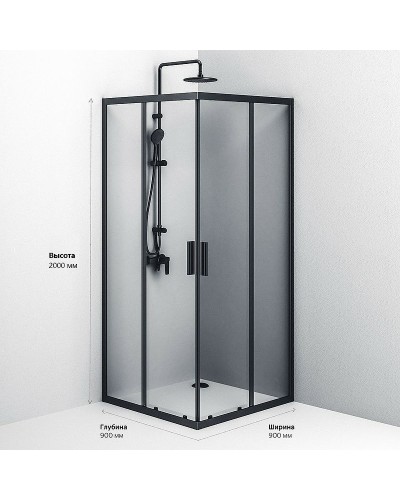 Душевой уголок AM.PM Gem S 90х90 W93G-403-090BT профиль Черный матовый стекло прозрачное