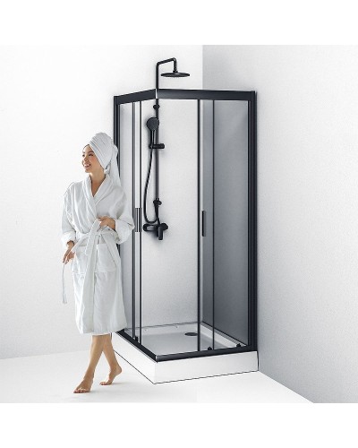 Душевой уголок AM.PM Gem S 100х80 W93G-404-100280-BT профиль Черный матовый стекло прозрачное