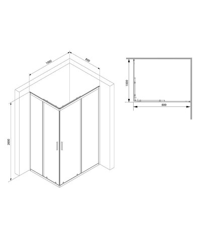 Душевой уголок AM.PM Gem S 100х80 W93G-404-100280-BT профиль Черный матовый стекло прозрачное
