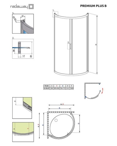 Душевой уголок Radaway Premium Plus B 90x90 30473-01-06N профиль Хром стекло фабрик