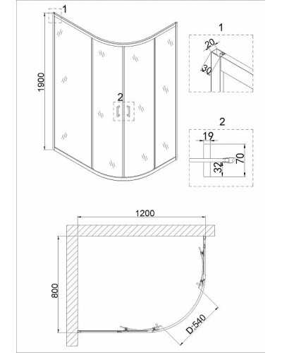 Душевой уголок Niagara Nova 120х80 NG-6621-08 профиль Хром стекло прозрачное