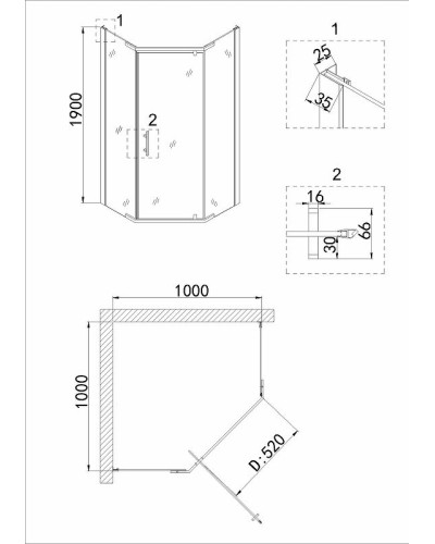 Душевой уголок Niagara Nova 100х100 NG-6634-08 профиль Хром стекло прозрачное