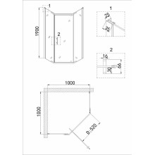 Душевой уголок Niagara Nova 100х100 NG-6834-08 BLACK профиль Черный стекло прозрачное