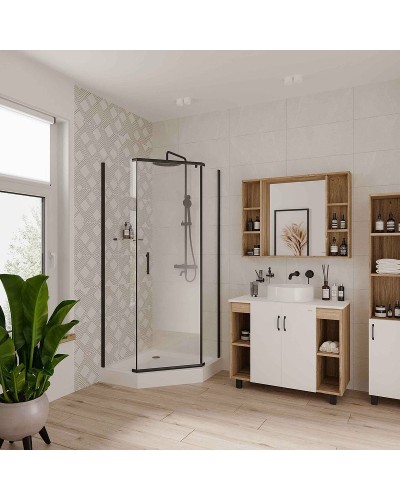 Душевой уголок Niagara Nova 100х100 NG-6834-08 BLACK профиль Черный стекло прозрачное