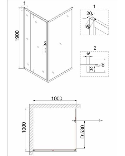 Душевой уголок Niagara Nova 100х100 NG-0200-08 BLACK профиль Черный стекло прозрачное